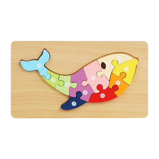 Rompecabezas de madera para niños, juguete educativo de aprendizaje temprano, juguetes Montessori Animal marino