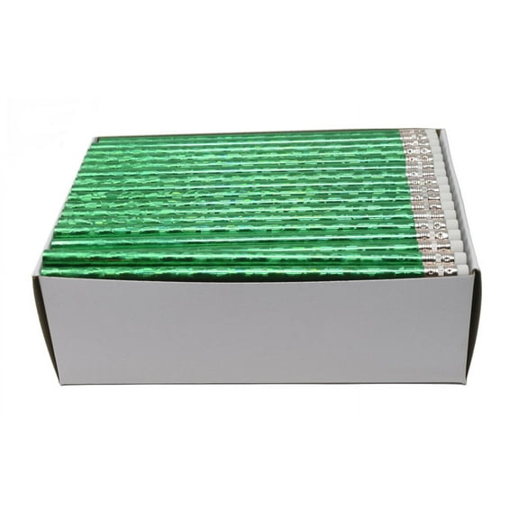 Pencil Guy Blank Glitz Round Pencils Green Pack of 144 #2 HB Woodcase Pencils