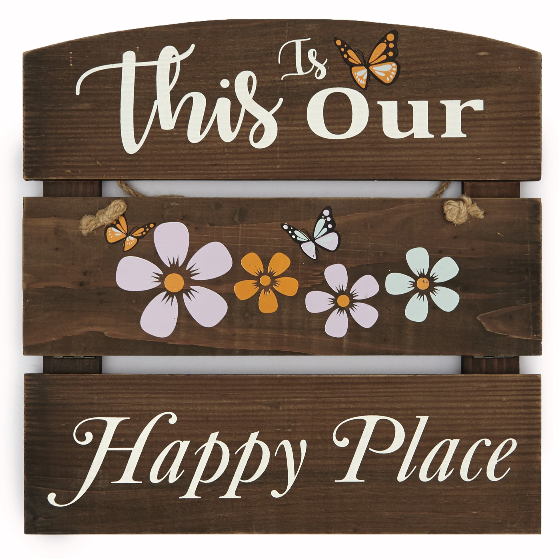 This Is Our Happy Place Wall Hanging Sign with Flip-Down Shelf