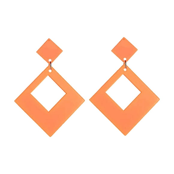 Square exaggerated earrings, long statement earrings