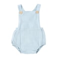 thumbnail image 2 of Newborn Baby Summer Romper Unisex Solid Color Button Jumpsuit Sleeveless Backless Overalls Outfits Light Blue, 2 of 6