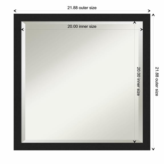 Amanti Art Grace Brushed Metallic Black Narrow Framed Wall Mirror - 17.88 x 21.88 in