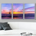 thumbnail image 3 of wall26 Framed Canvas Print Wall Art Set Vibrant Neon Purple Ocean Sunset Boat Nature Wilderness Photography Realism Decorative Landscape Colorful for Living Room, Bedroom, Office - 16"x24"x, 3 of 5
