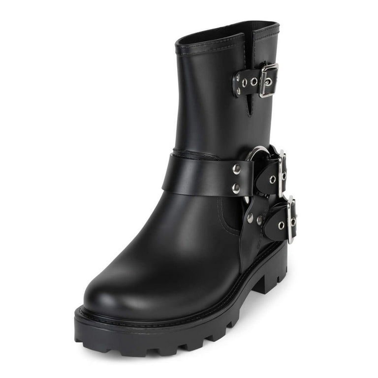 JEFFREY CAMPBELL CONTROLLER Rain Boots Black Matte Silver
