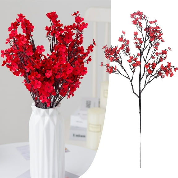 XJGHHSY Red Fake Flowers Artificial Flowers, 1 Pcs Real Touch Silk Flowers Faux Flowers for Decorations, Breath Artificial Flowers Bulk for Spring Decor Floral Arrangement,Red