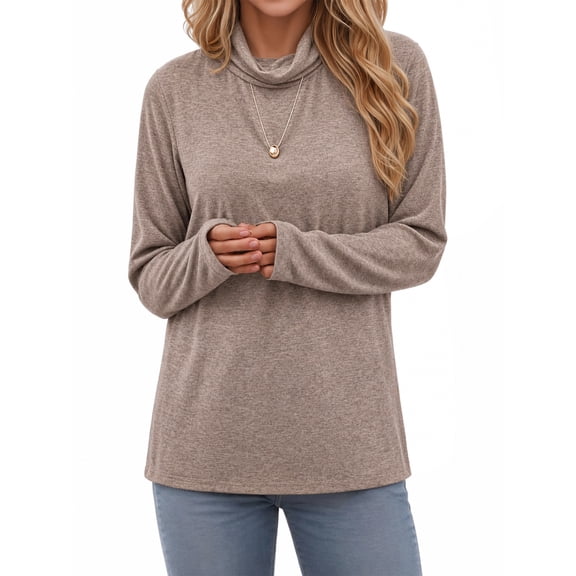 MOYIKO Mock Cowl Neck Long Sleeve Shirts for Women Casual Relaxed Loose Fit Pullover Shirt