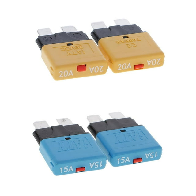 4 piezas de fusibles de universal de 15Amp + 20Amp de motocicleta de automóvil Yotijar Interruptor automático de mini fusible para automóvil