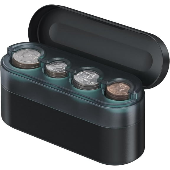 Larger-Capacity Coin Holder for Car Change Holder Organizer, Compatible with Most Car & Trucks, (Black, 2 Pack)