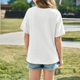 thumbnail image 4 of Summer Tops for Girls Size 9-10 Short Sleeve Casual Round Neck Fashion Cool Graphic Tees Soft Comfy Beach Wear Summer Clothes(Heart, A04-White, 9-10 Years), 4 of 6