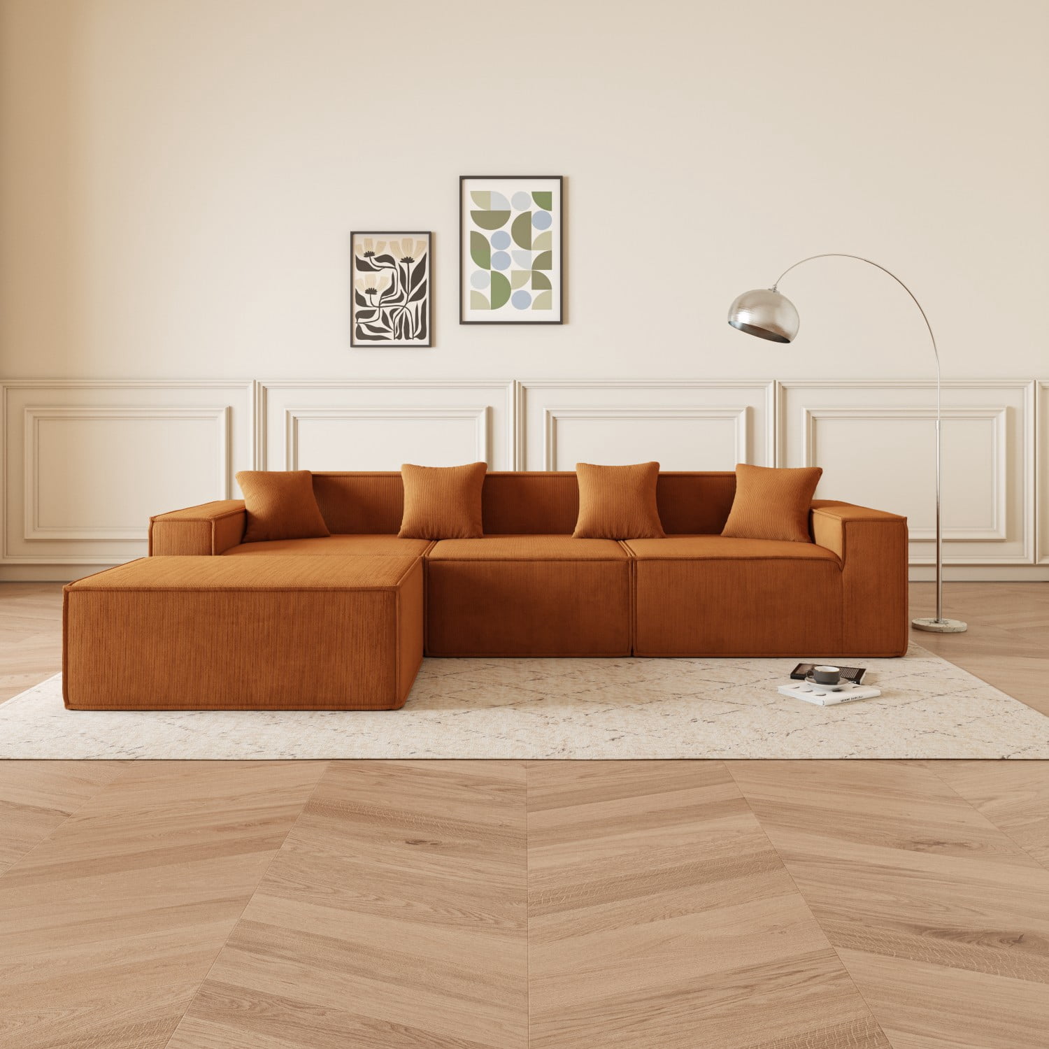 Gewnee Modular L-Shaped Sectional Sofa with Reversible Chaise, Deep Seat Cushions Modern Upholstered Fabric ,Comfortable Couch for Living Room, Apartments