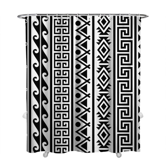 Extra Long Boho Shower Curtain 72x84 Inches - Vintage Floral & Tropical Leaves Pattern, Waterproof Bohemian Bathroom Decor with 12 Hooks, Tribal Rustic Style