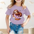 thumbnail image 2 of YUEHUA Shirts for Girls Girls Summer Sloth Print Short Sleeve T Shirt Casual Loose Fit Round Neck Tee for Kids Toddler Youth Comfortable Daily Wear Top, Size 6-7 Years, 2 of 4