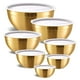 thumbnail image 1 of Juego de 7 tazones para mezclar Moxinox Gold de acero inoxidable con tapas, 1 of 8