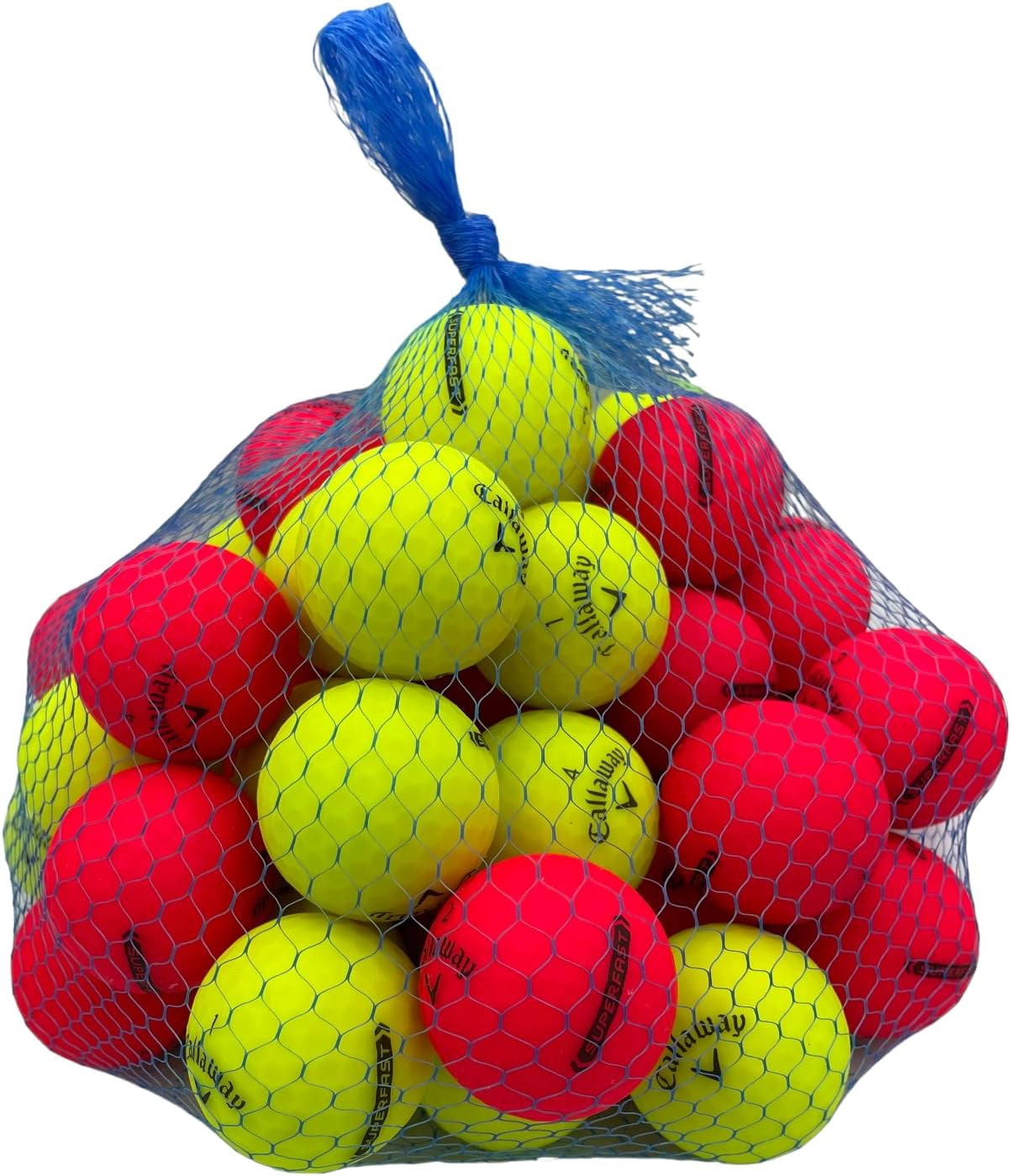 Golf Ball Planet - Callaway Superfast Recycled Golf Balls (3A/Good, 50 Pack, Matte Red/Yellow)
