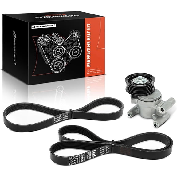 A-Premium Engine Serpentine Belt Drive Kit Compatible with Mazda 3 2004-2009, 3 Sport 2009 - DOHC 2.0L