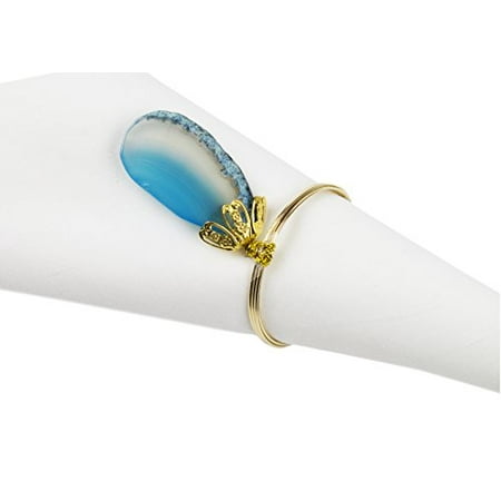 

Fennco Styles Elegant Agate Napkin Rings (4 - Piece Blue Agate Ring)