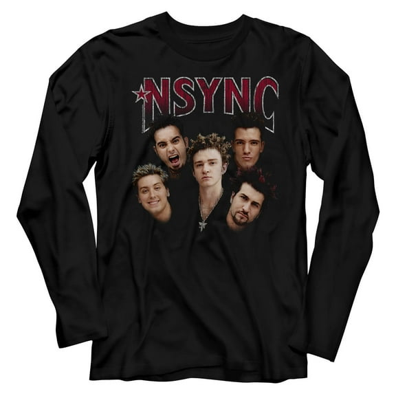 NSYNC Group Shot Black Adult Long Sleeve T-Shirt