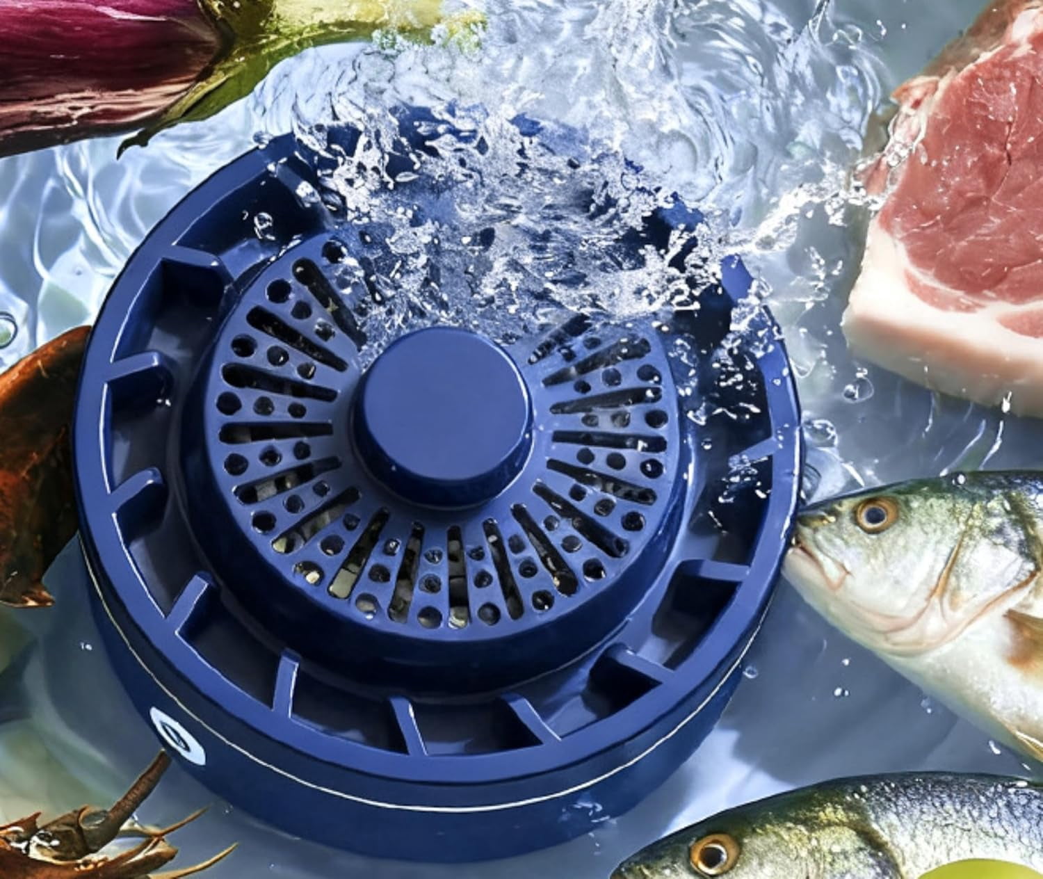 Waterproof Fruit and Vegetable Cleaner with Rotatable Magnetic Base, Automatic Start in Water for Home Kitchen Use(Green)(K)