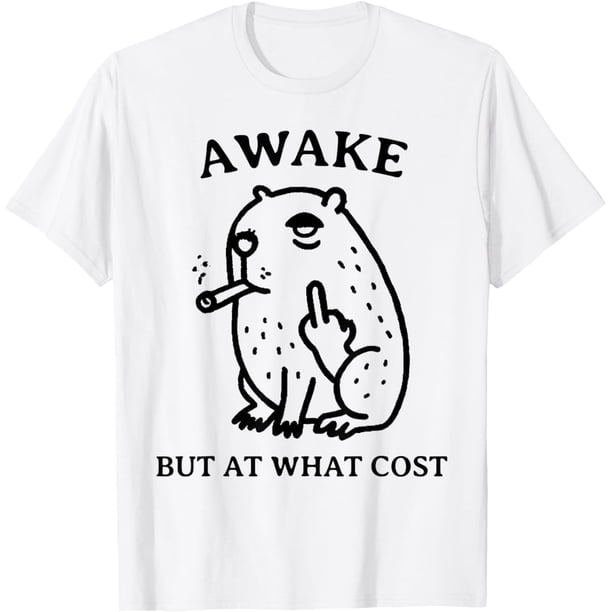 Awake But at What Cost Smoking Capybara Meme Camiseta sarcástica