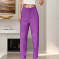 thumbnail image 2 of YFELWZ Pantalon Décontracté Formel Taille Haute pour Femmes Grande Taille Coupe Ajustée Violet TP, 2 of 4