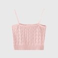 thumbnail image 2 of Sleeveless Tops For Women Sevevn Women's Cable Knit Crop Cami Top Sleeveless Spaghetti Strap Knit Tank Top Pink, 2 of 3