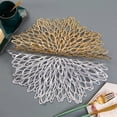 thumbnail image 3 of Set of 4 Gold and Silver Metallic Round Placemats Laminated Vinyl Foil Dining Table Decoration, 3 of 5