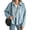 Sky blue, variant on Long Sleeved Women Spring Fall Faux Suede Bomber Jackets Turn-down Collar Casual Lapel Zipper Jacket
