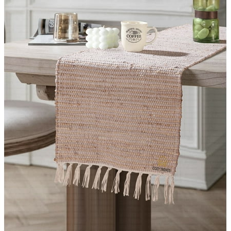 

Handmade Cotton Chindi Tabletop Reversible & Machine Washable Table Runner 15 x72