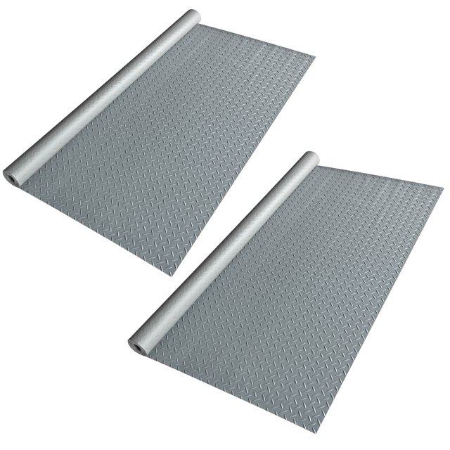 Yescom Garage Floor Mat 9x4 Ft Anti-slip Diamond Parking Protect Cover Roll Under Car Motorcycle Gym PVC Flooring 2 Pack