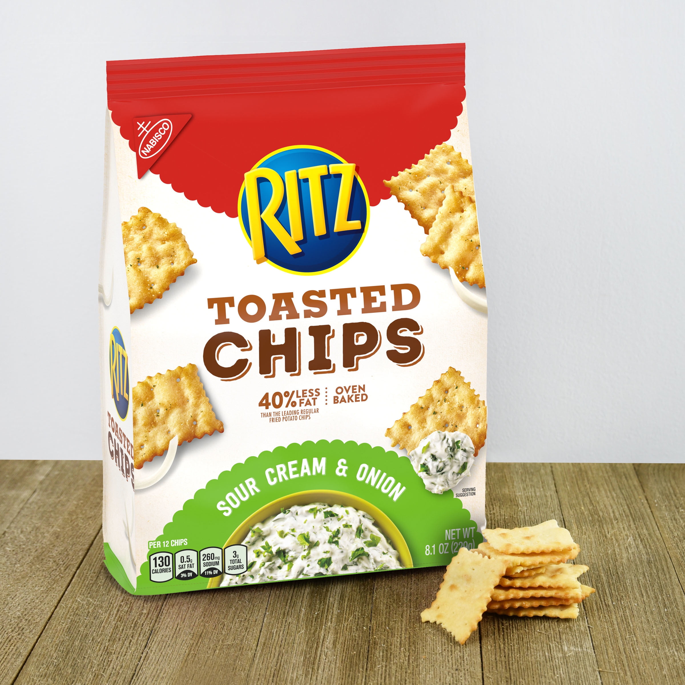 Buy RITZ Toasted Chips Sour Cream and Onion Crackers, 8.1 oz Online at