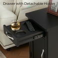 thumbnail image 6 of LINSY HOME End Tables for Living Room with Charging Station, Nightstand for Bedroom with Drawer and Detachable Holder,Black, 6 of 8