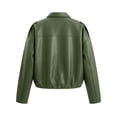 thumbnail image 5 of Iyufng Faux Leather Cropped Jackets for Women Collared Long Sleeve Full Zip Loose Casual Short Outerwear, 5 of 7