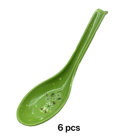 FACEGA 6Pcs Soup Spoons Reusable Ladle Spoon Elegant Practical Asian Soup Spoon,Green