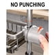 thumbnail image 5 of Soporte para grifos: organizador de fregadero de aluminio de 13" con bandeja y ganchos para goteo, instalación sin herramientas, diseño de secado rápido para suministros de cocina y baño, 5 of 9