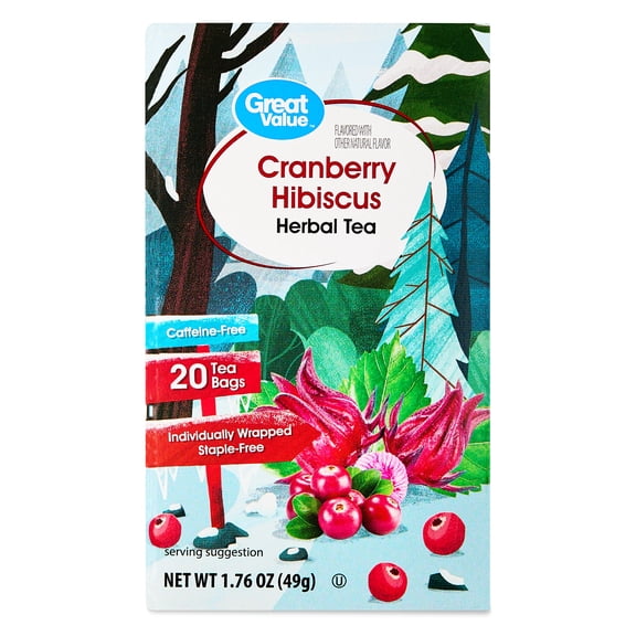 Great Value Cranberry Hibiscus Herbal Tea, 20 Count