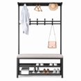 thumbnail image 5 of YANAOFFE Entryway Coat Rack with Shoe Storage Bench, 4-in-1 Entryway Bench, Metal Hall Tree Shoes Bench with 10 Hooks, Black, 5 of 7
