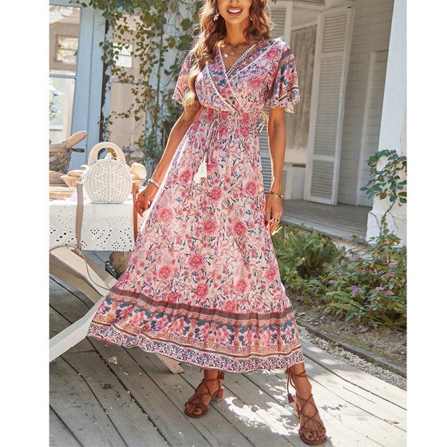 Vestido Con Dobladillo Suelto Vestido Largo De Verano Agradable A La Piel Para Mujer Para Uso Diario Para Vacaciones En La Playa ANGGREK Ropa