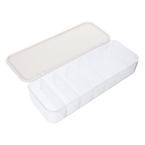 OUNONA Desk Cable Organizer Box with Cover and Removable Divider, Cord Storage Case for Tidy Workspace and Cable Management