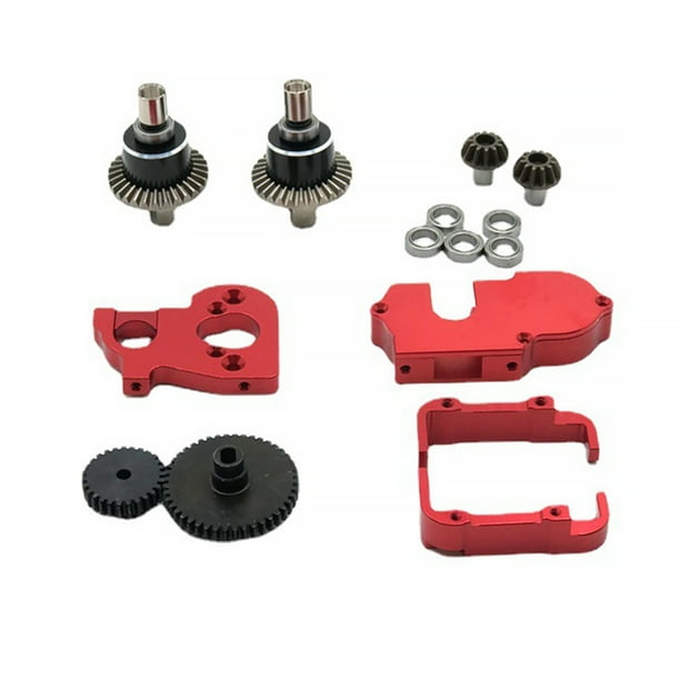 Vogacara Kit de engranajes de montaje de diferenciales de coche RC, rodamiento de soporte de batería, modelo 1:14, piezas de mejora de vehículo, Kits de construcción modelo Rojo Vogacara FN010017-01