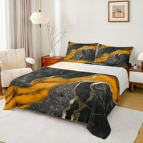 Homewish Chic Abstarct Ombre Twin Sheet Sets, Black Orange Fashion Marble Twin Fitted Sheet, Teens Kids Adult Men Women Flat Sheet, Luxury Bedroom Decor, 3pcs