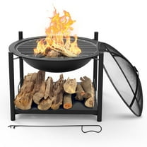 SereneLife  2-in-1 Steel BBQ Grill 26" Portable Outdoor Wood Burning Fire Pit