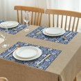 thumbnail image 3 of Blue Pioneer Flower and Paisley Pattern Summer Placemats Table Placemats Set Of 4-Linen Kitchen Washable Placemats Table Mats 11.8"x17.7" Non-Slip Heat Resistant, 3 of 6