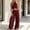 A125 Wine, variant on Women's Two Piece Outfits Summer Halter Neck Crop Top and High Waisted Wide Leg Pants Flowy Comfortable Sets for Beach Vacation Party Lounge Matching Suits