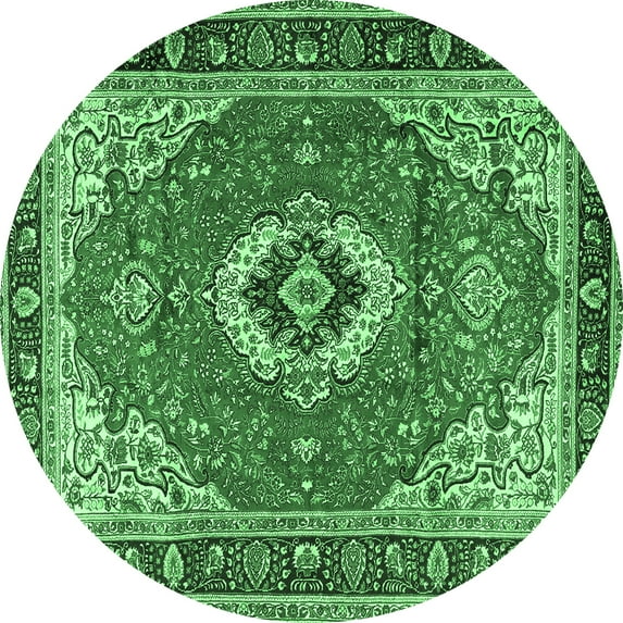 Ahgly Company Indoor Round Persian Emerald Green Traditional Area Rugs, 8' Round