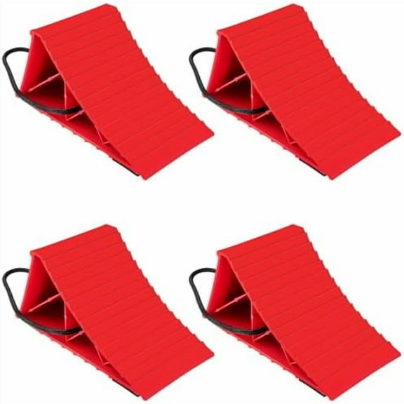 Wheel Chocks for Trailers, 4 Pack Hard Plastic RV Wheel Chocks with Non-Slip Base & Rope for Easy Removal, Tire Chock for Cars Wheels, Keep Your Truck or Camper in Place$$Vehicle Parts & Accessories