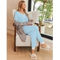 thumbnail image 3 of Ekouaer Pajamas for Women Set 2 Piece Lounge Set Short Sleeve Pjs Joggers Long Pants Sleepwear with Pockets, 3 of 6
