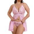 thumbnail image 3 of Sexyfree Plus Size Lingerie for Women Sexy Open Front Lace Nightdress V Neck Sleepwear, 3 of 6