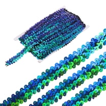 Uxcell 5 Yards 0.8 Inch Elastic Sequins Trim 2 Row Flat Sequin Strip Paillette Fabric Ribbon for Crafts DIY Fringe Sewing Costume Dress, Purple Green