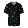 thumbnail image 2 of Wutalume Men's Casual Short Sleeve V-Neck Shirt, Christmas Print with Front Pocket, Lightweight Workwear Top for Carers, Nurses and Daily Wear,Black S, 2 of 5