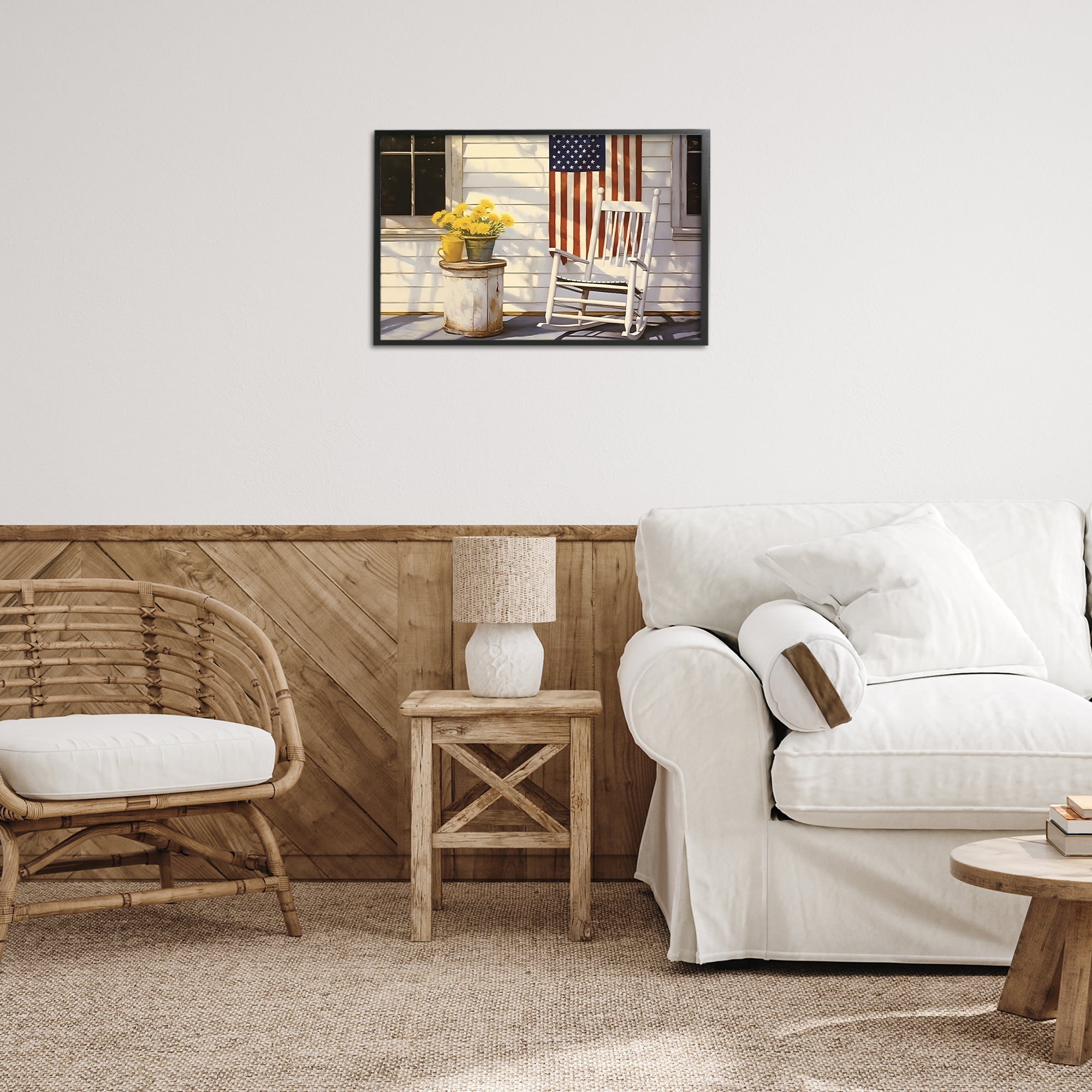 Stupell Industries Americana Deco Scene Travel & Places Painting Black Framed Art Print Wall Art, 24 x 16